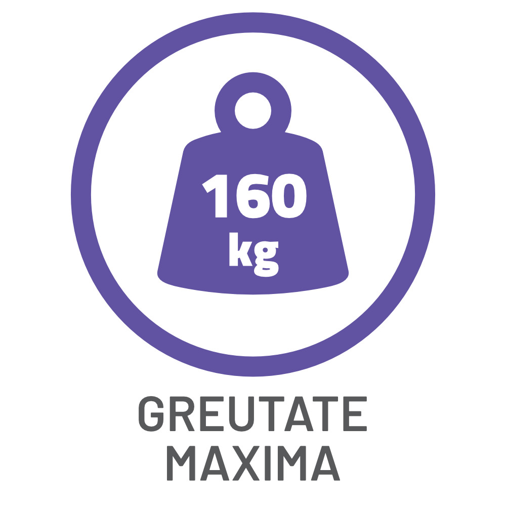 Greutate maximă suportată de 160 kg pentru utilizatori și sarcini multiple